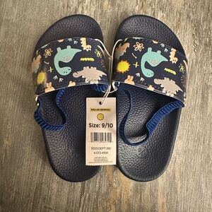 Kids Dinosaur Print Sandals - Navy